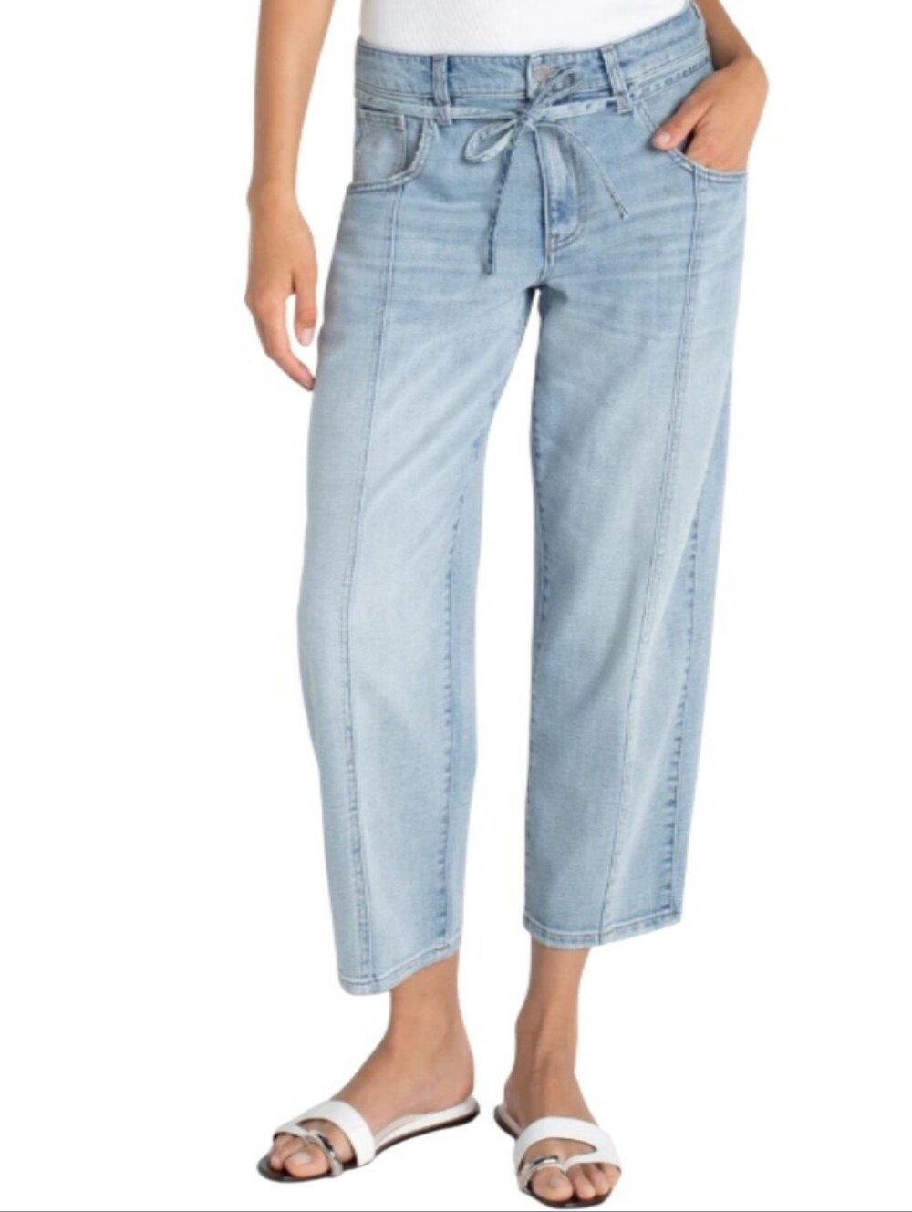 Liverpool Beach Comber Belted Barrel Denim Jeans-NWT